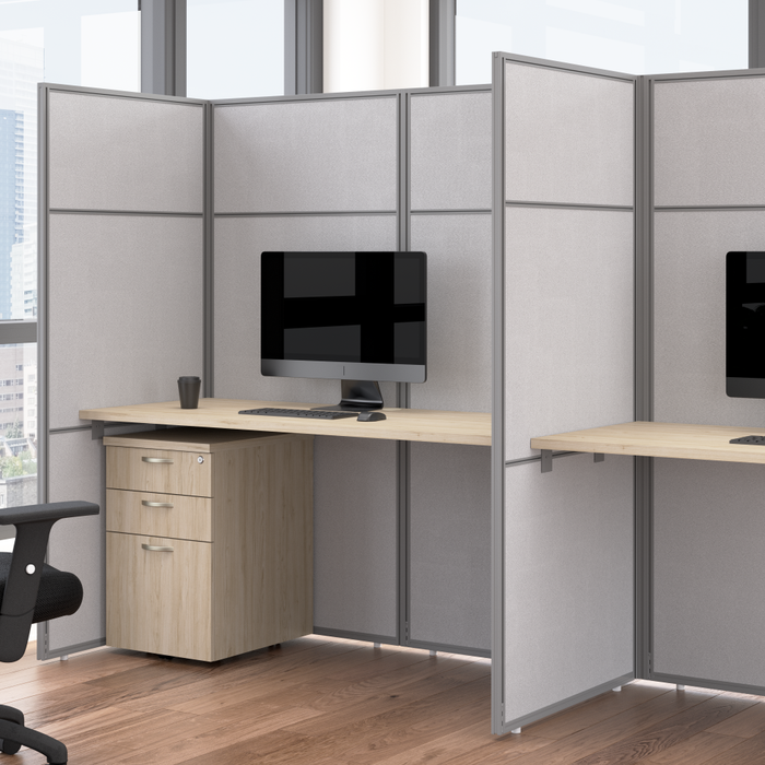 Easy Office 60W Cubicle Desk with File Cabinet and 66H Closed Panels Workstation