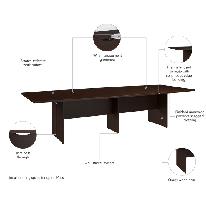 120-inch Office Conference Table with Wood Base