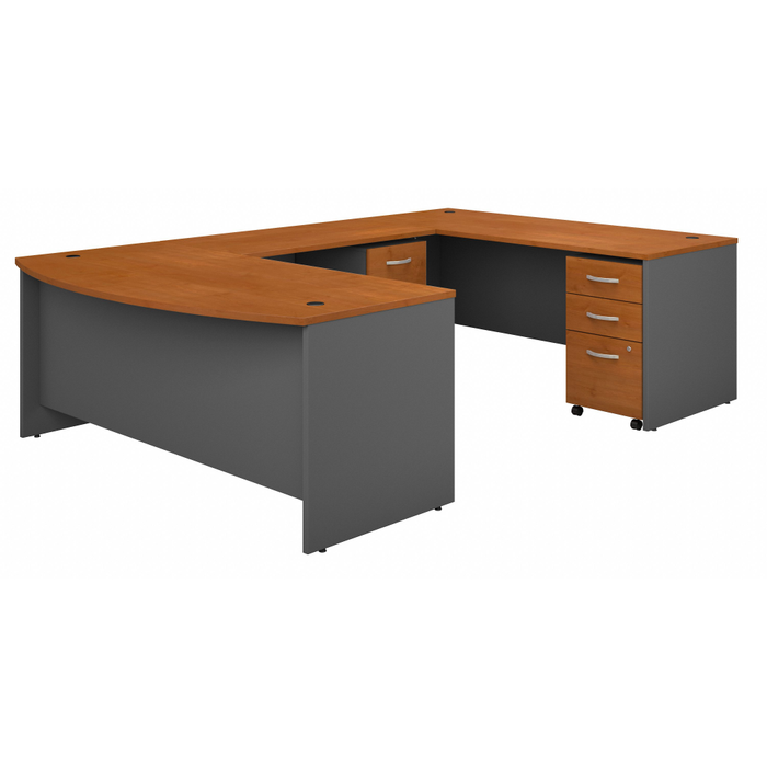Series C 72W x 36D Bow Front U Shaped Desk with Mobile File Cabinets