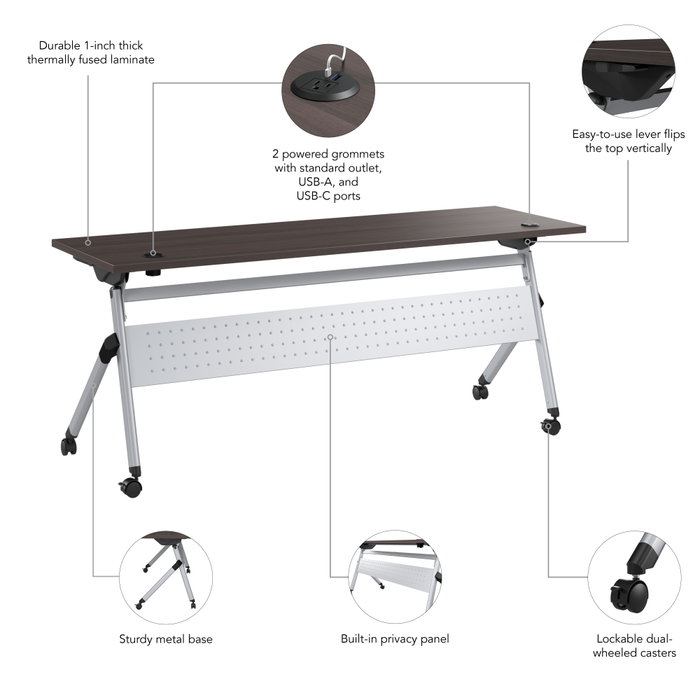Envision 72W Folding Training Table with Powered Grommets