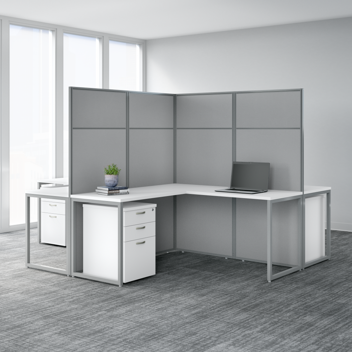 Easy Office 60-inch 2 Person L Shaped Cubicle Desk with Drawers and Tall Panels