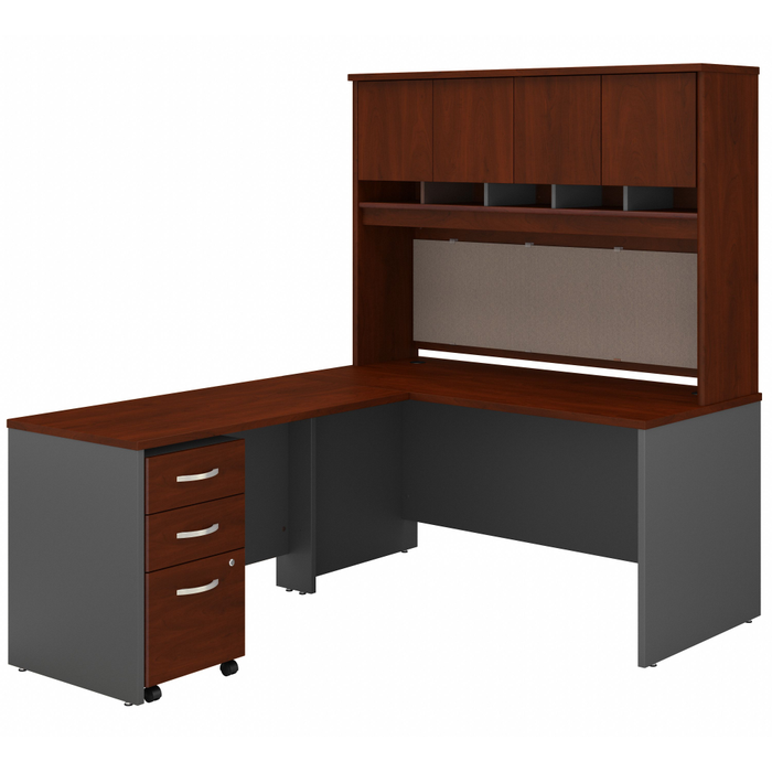 Series C 60W L Shaped Desk with Hutch and Mobile File Cabinet