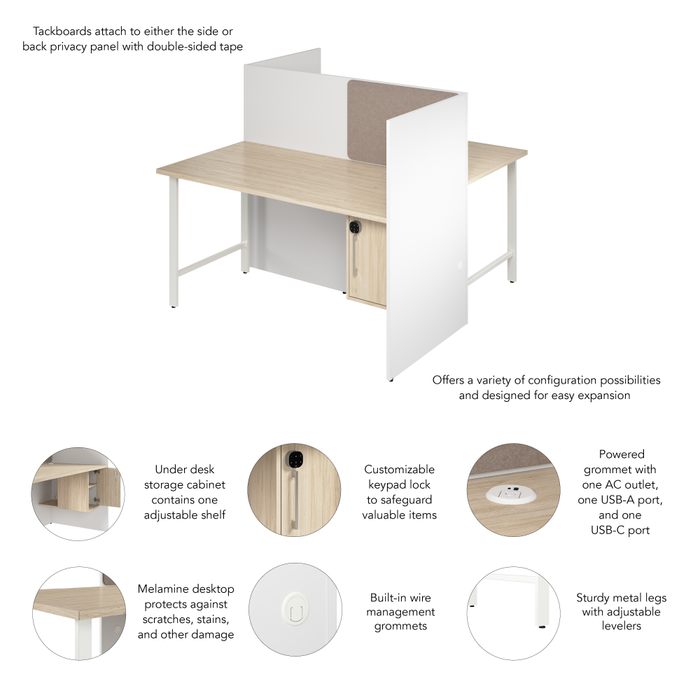 Hustle 60-inch 2 Person Office Cubicles with Locking Storage Cabinet