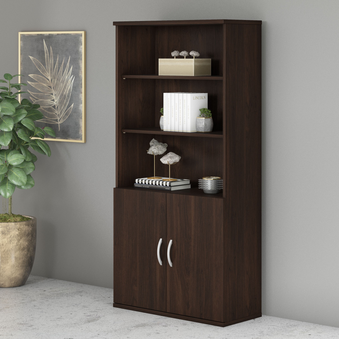 Studio C Tall 5 Shelf Bookcase with Doors