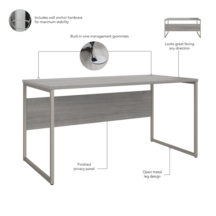 Hybrid 60W x 30D Computer Table Desk with Metal Legs