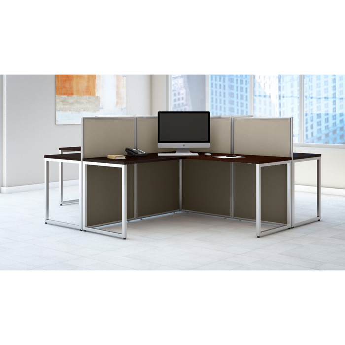 Easy Office 60W 4 Person L Shaped Cubicle Desk Workstation with 45H Panels