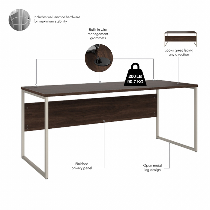 Hybrid 72W x 30D Computer Table Desk with Storage and Mobile File Cabinet
