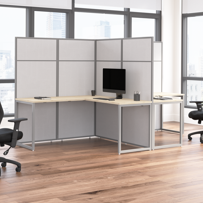 Easy Office 60W 2 Person L Shaped Cubicle Desk Workstation with 66H Panels