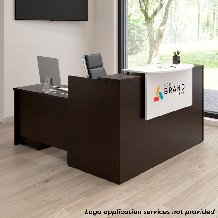 Arrive 72W x 72D L Shaped Reception Desk with Counter and Mobile File Cabinet