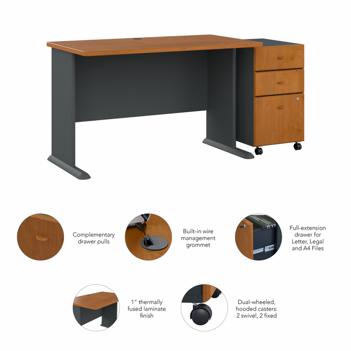 Series A 48W Desk with Mobile File Cabinet