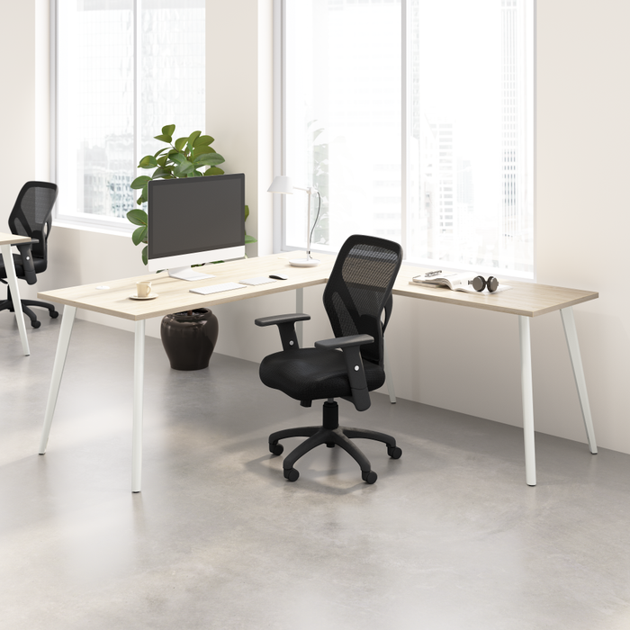 Vista 72W x 30D L Shaped Desk with Splayed Metal Legs