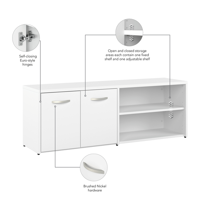Hybrid Low Storage Cabinet with Doors and Shelves