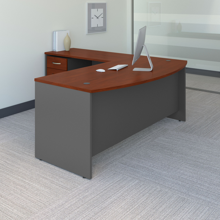 Series C 72W Bow Front L Shaped Desk with 48W Return and Mobile File Cabinet
