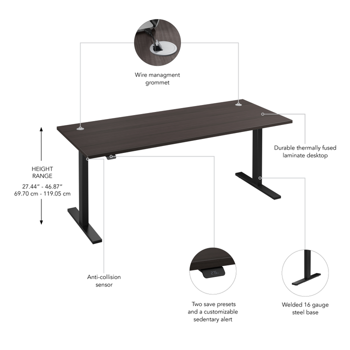 Move 60 Series 72W x 30D Electric Height Adjustable Standing Desk
