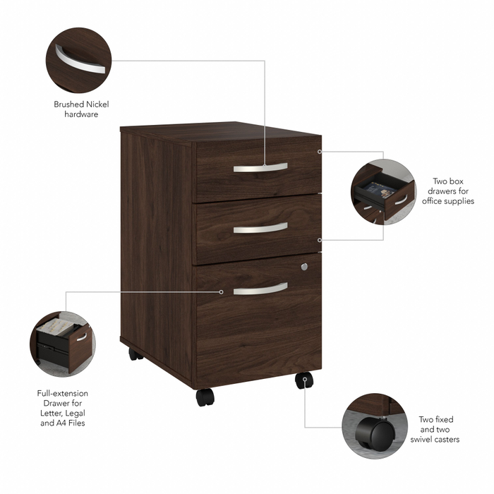 Studio C 3 Drawer Mobile File Cabinet