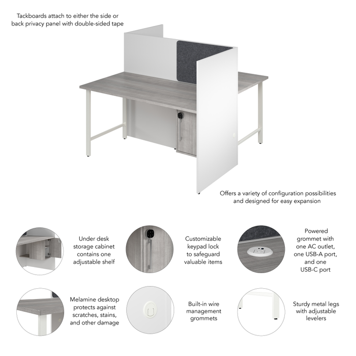 Hustle 60-inch 2 Person Office Cubicles with Locking Storage Cabinet