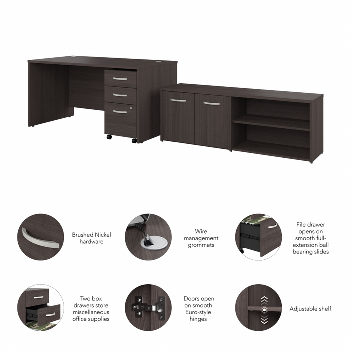 Studio C 60W x 30D Office Desk with Storage Return and Mobile File Cabinet