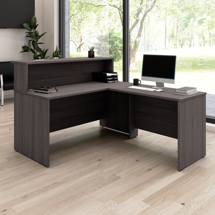 Arrive 60W x 72D L Shaped Reception Desk with Shelf