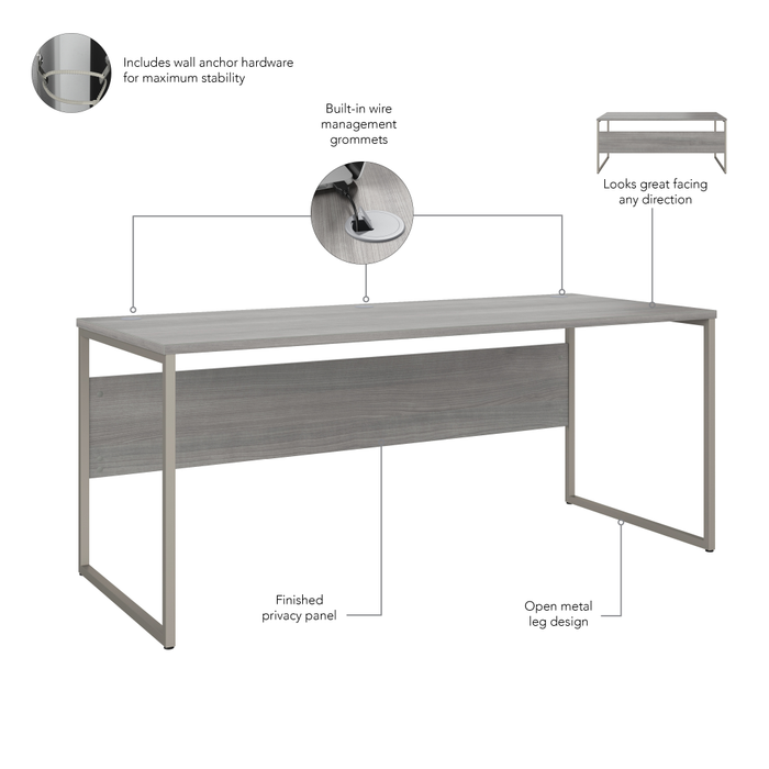 Hybrid 72W x 30D Computer Table Desk with Storage and Mobile File Cabinet