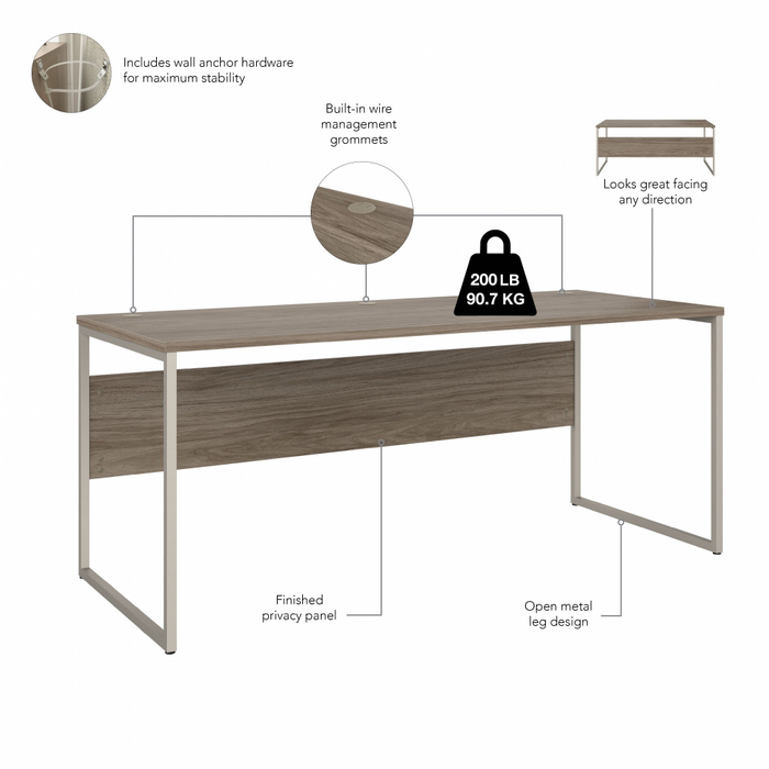 Hybrid 72W x 30D Computer Table Desk with Storage and Mobile File Cabinet