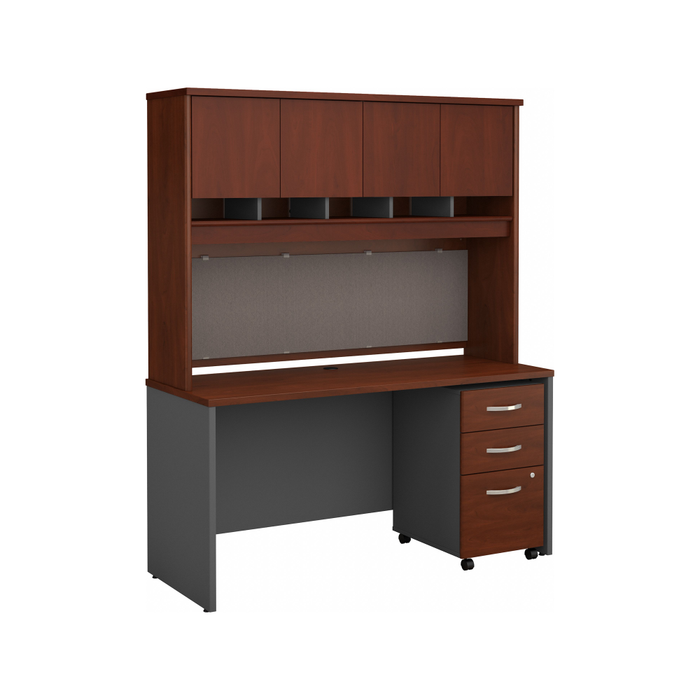 Series C 60W x 24D Office Desk with Hutch and Mobile File Cabinet