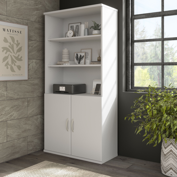 Hybrid Tall 5 Shelf Bookcase with Doors