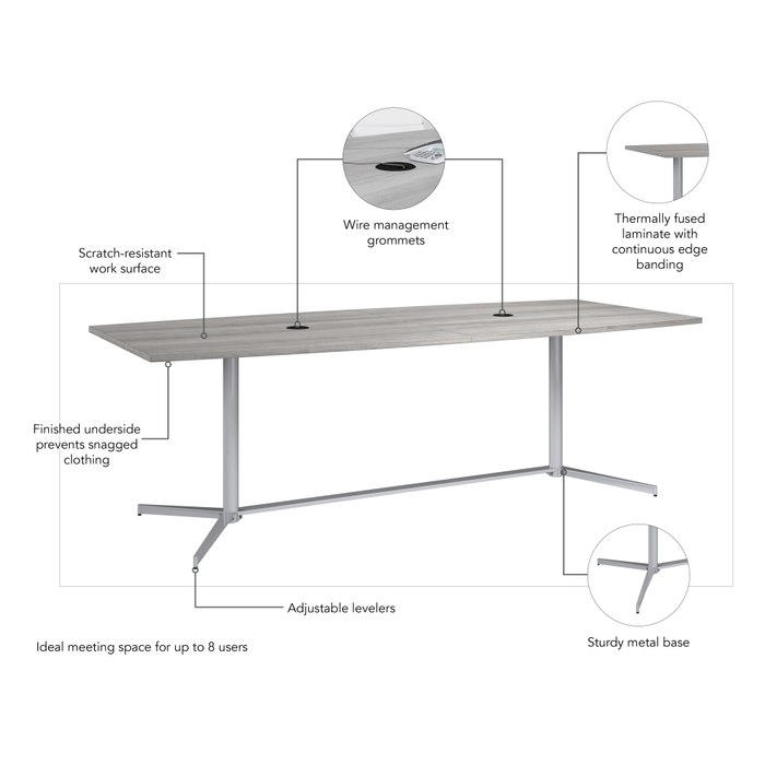 96-inch Office Conference Table with Metal Base
