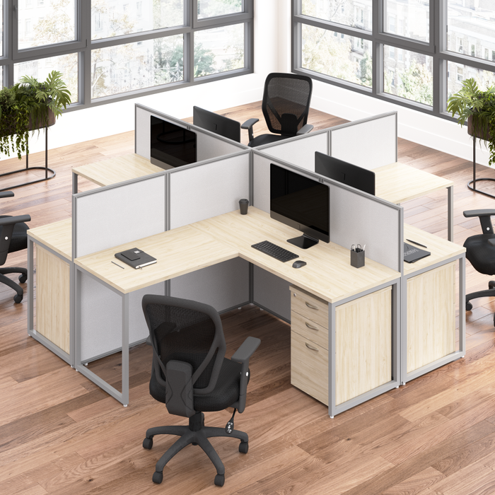Easy Office 60W 2 Person L Shaped Cubicle Desk Workstation with 45H Panels