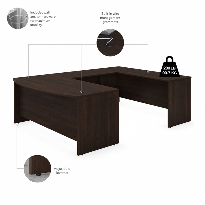 Studio C 72W x 36D U Shaped Desk with Mobile File Cabinet