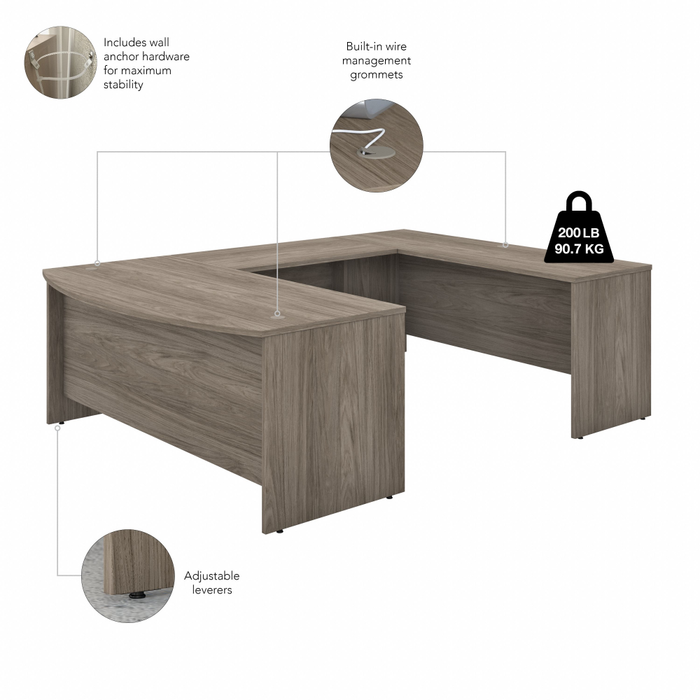 Studio C 72W x 36D U Shaped Desk with Mobile File Cabinet