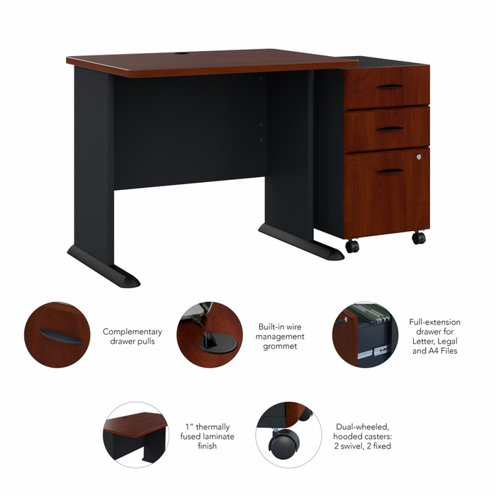 Series A 36W Desk with Mobile File Cabinet