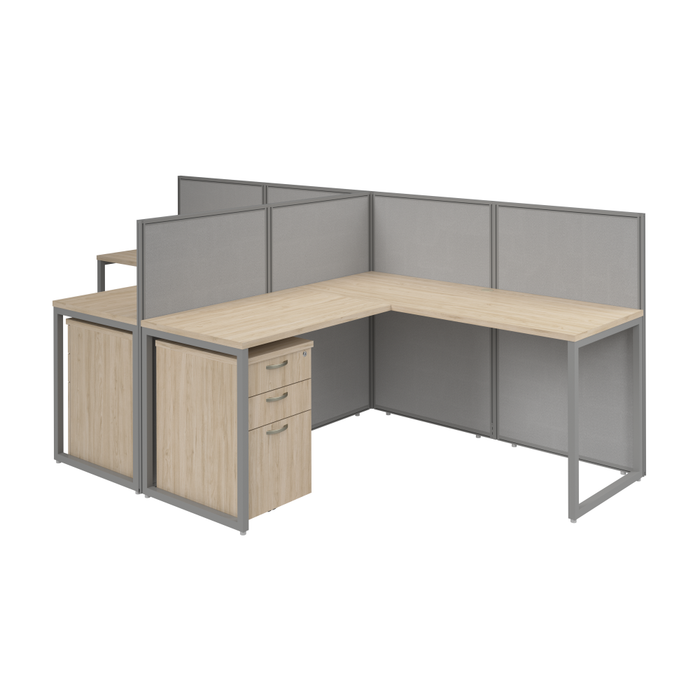 Easy Office 60-inch 2 Person L Shaped Cubicle Desk with Drawers and Low Panels