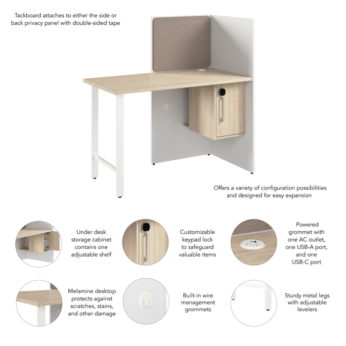 Hustle 48-inch Cubicle Desk for Office with Locking Storage Cabinet