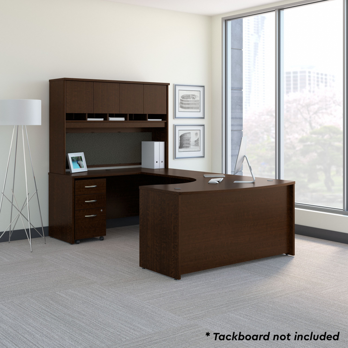 Series C 60W Left Handed Bow Front U Shaped Desk with Hutch and Storage