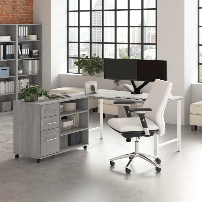 Hustle 60W x 30D Computer Desk and Storage Cabinet with Drawers and Shelves
