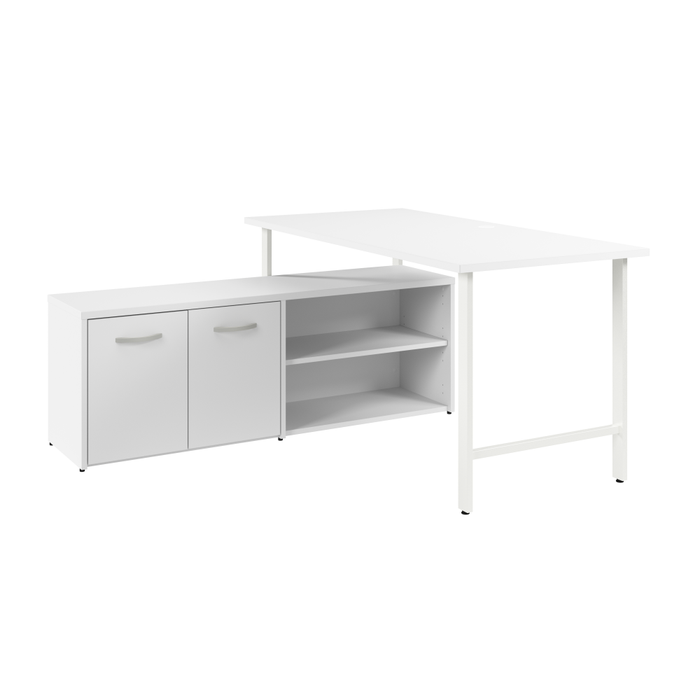 Hustle 60W x 30D Computer Desk and Low Storage Cabinet with Doors and Shelves