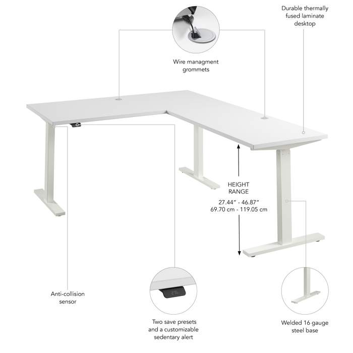 Move 60 Series 60W Height Adjustable L Shaped Standing Desk