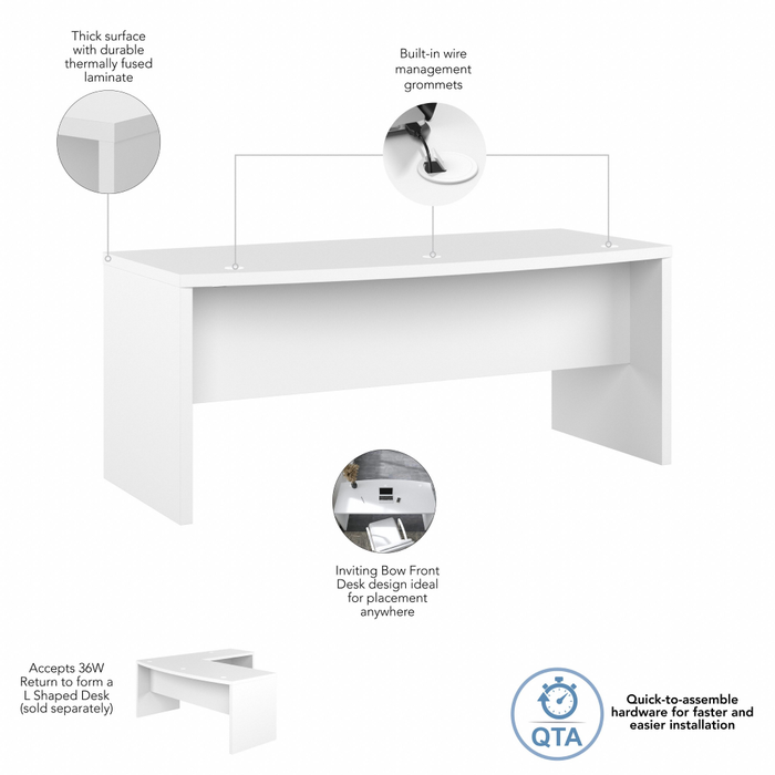 Echo 72W Bow Front Desk
