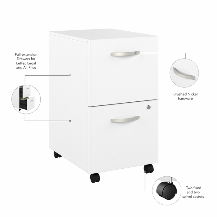 Hybrid 2 Drawer Mobile File Cabinet - Assembled