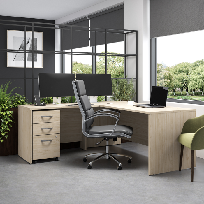 Studio C 72W x 30D L Shaped Desk with Mobile File Cabinet and 42W Return