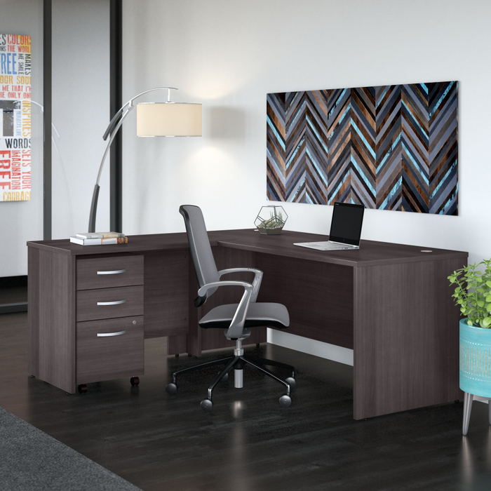 Studio C 72W x 30D L Shaped Desk with Mobile File Cabinet and 42W Return