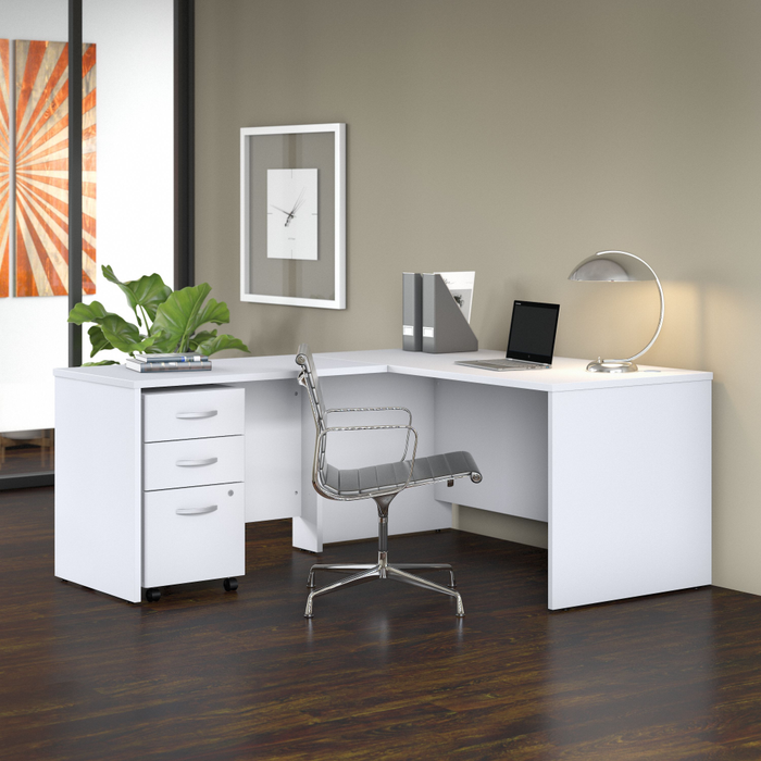 Studio C 60W x 30D L Shaped Desk with Mobile File Cabinet and 42W Return