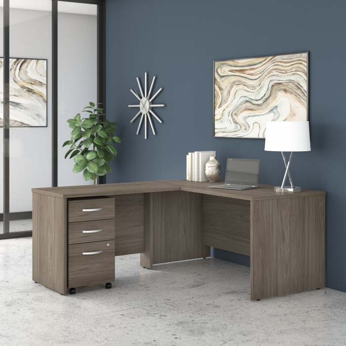 Studio C 60W x 30D L Shaped Desk with Mobile File Cabinet and 42W Return