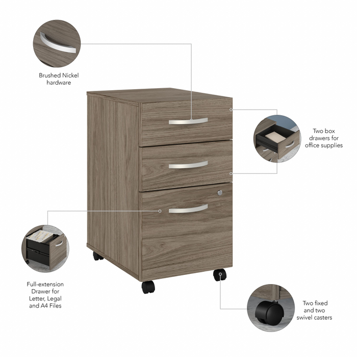 Studio C 60W x 30D Office Desk with Mobile File Cabinet