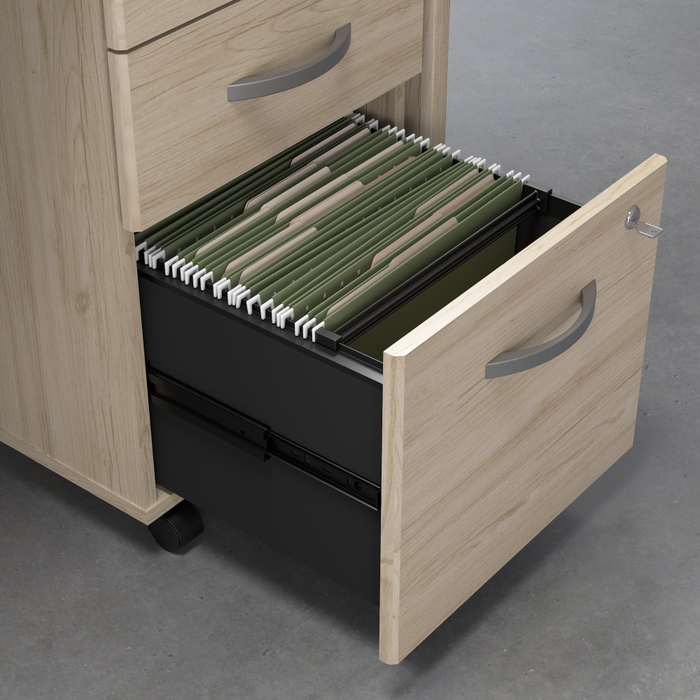 Studio C 60W x 30D L Shaped Desk with Mobile File Cabinet and 42W Return
