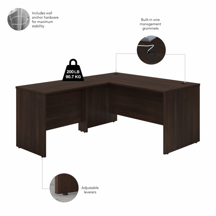 Studio C 60W x 30D L Shaped Desk with Mobile File Cabinet and 42W Return