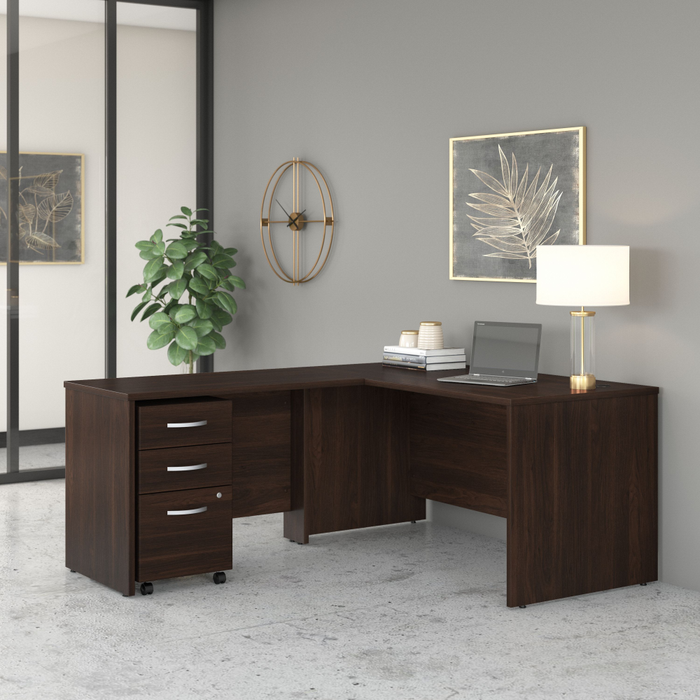 Studio C 60W x 30D L Shaped Desk with Mobile File Cabinet and 42W Return