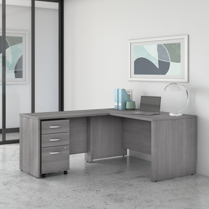 Studio C 60W x 30D L Shaped Desk with Mobile File Cabinet and 42W Return
