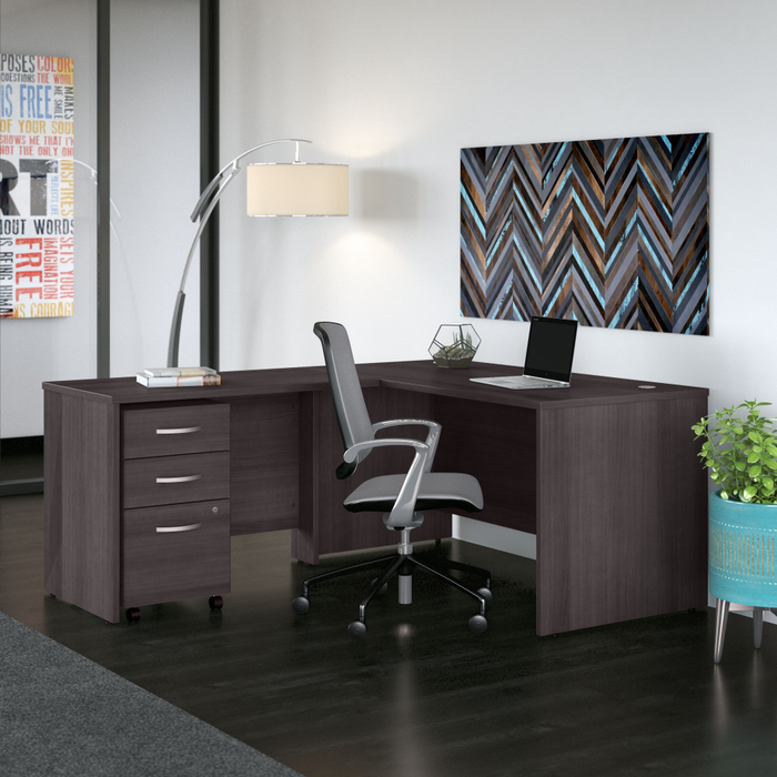 Studio C 60W x 30D L Shaped Desk with Mobile File Cabinet and 42W Return