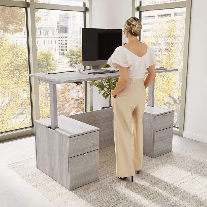 Stratus 72W x 30D Electric Standing Desk with Drawers and Modesty Panel
